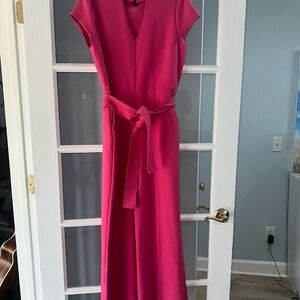 Cache Jumpsuit Womens Sz 8 Hot Pink Wide Leg Stretch USA 80s 90s Formal Belted